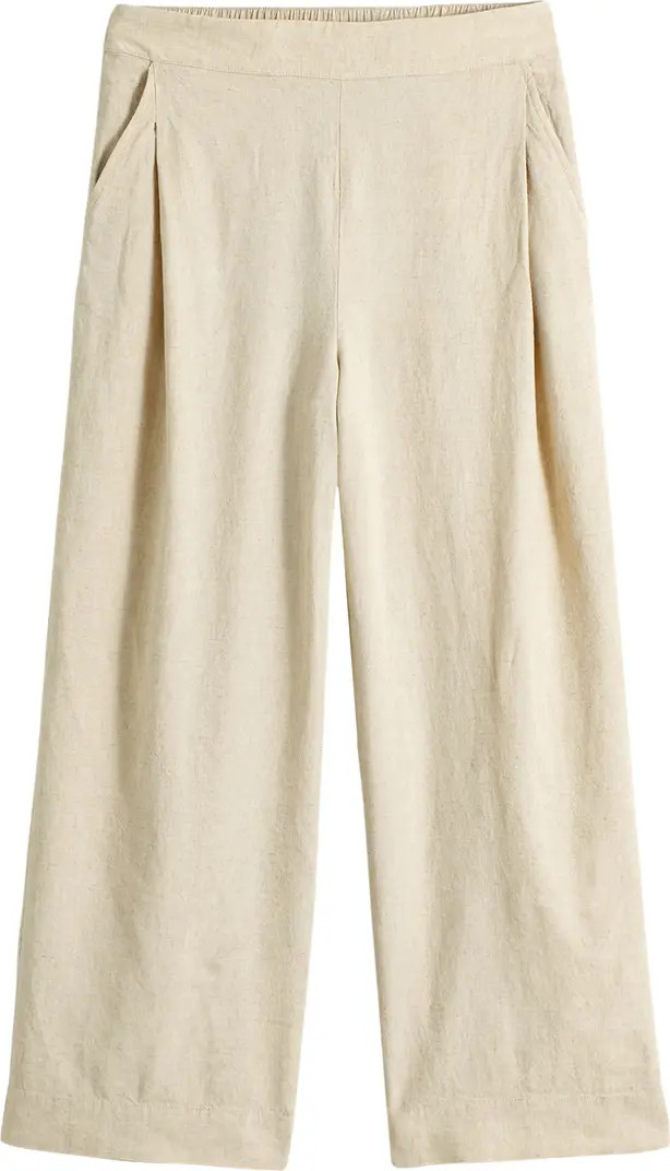 Pull-On Crop Straight Leg Linen Pants | Nordstrom