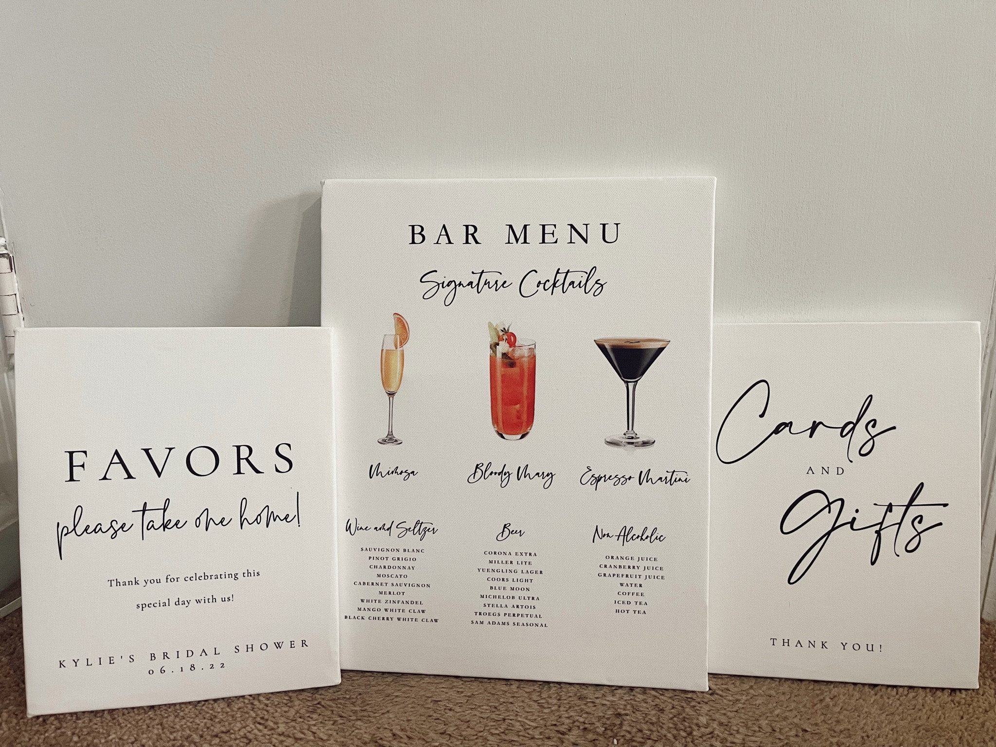 bridal shower signs | bridal shower decor | wedding signs | card sign | gift sign | favors sign | bar menu | bar sign | menu sign | etsy finds | etsy wedding 


#LTKunder100 #LTKwedding #LTKunder50