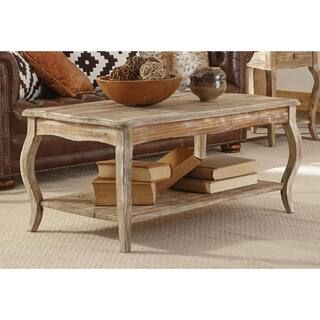 Alaterre Furniture 42 in. Driftwood Large Rectangle Wood Coffee Table with Shelf ARSA1125 - The H... | The Home Depot
