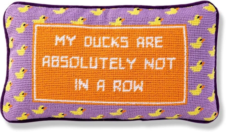 FURBISH Handmade Needlepoint Decorative Throw Pillow - Ducks in a Row - 9" x 15" - Small Embroide... | Amazon (US)