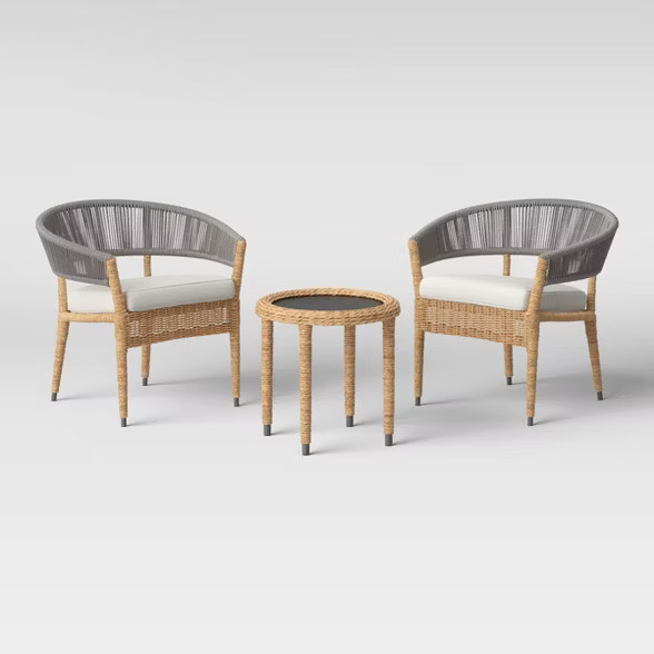 Wicker & Rope 3pc Patio Chat Set - Linen - Project 62™ | Target