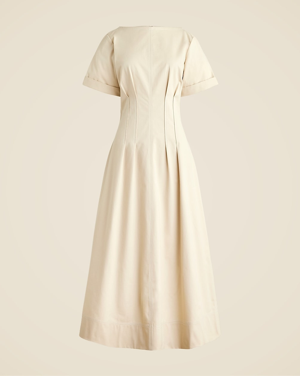 Short-sleeve pintuck midi dress in stretch twill | J. Crew US