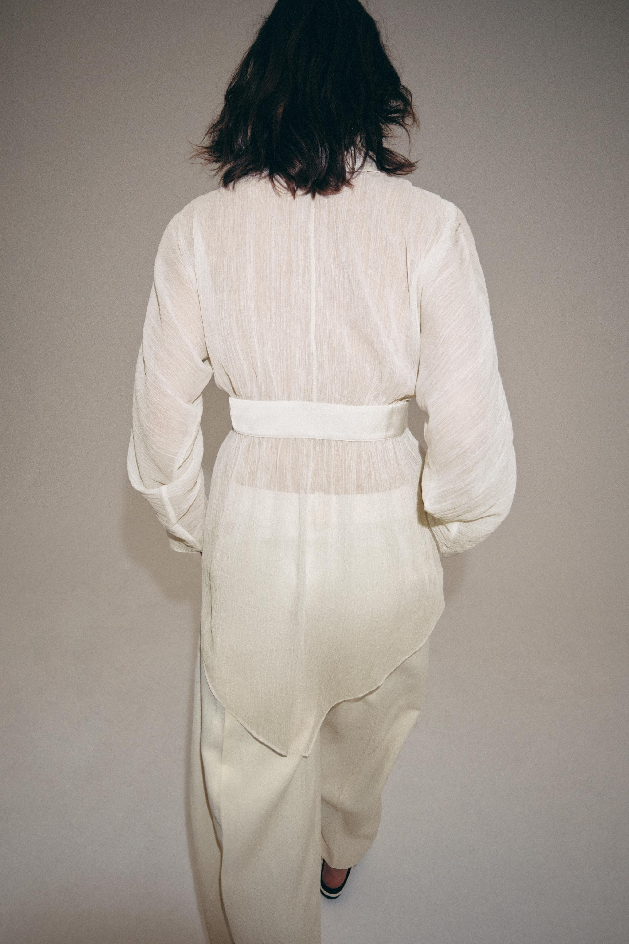 ZW COLLECTION GEORGETTE LACE BLOUSE | Zara US