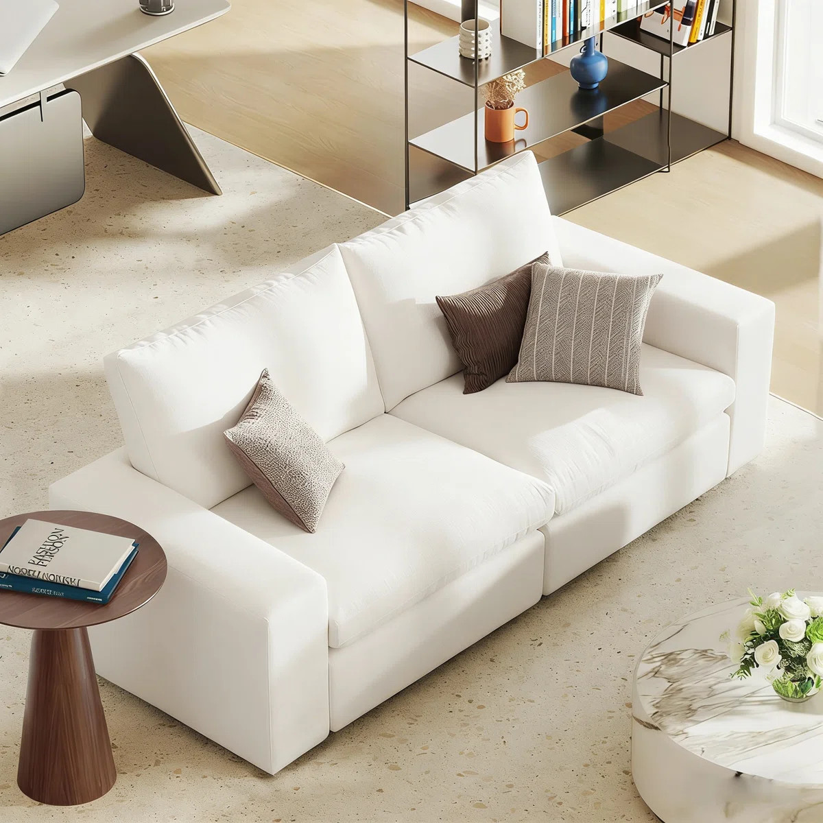78.7" Modular Loveseat Sofa, Deep Seat Comfy Cloud Couch, White Couches for Living Room | Wayfair North America