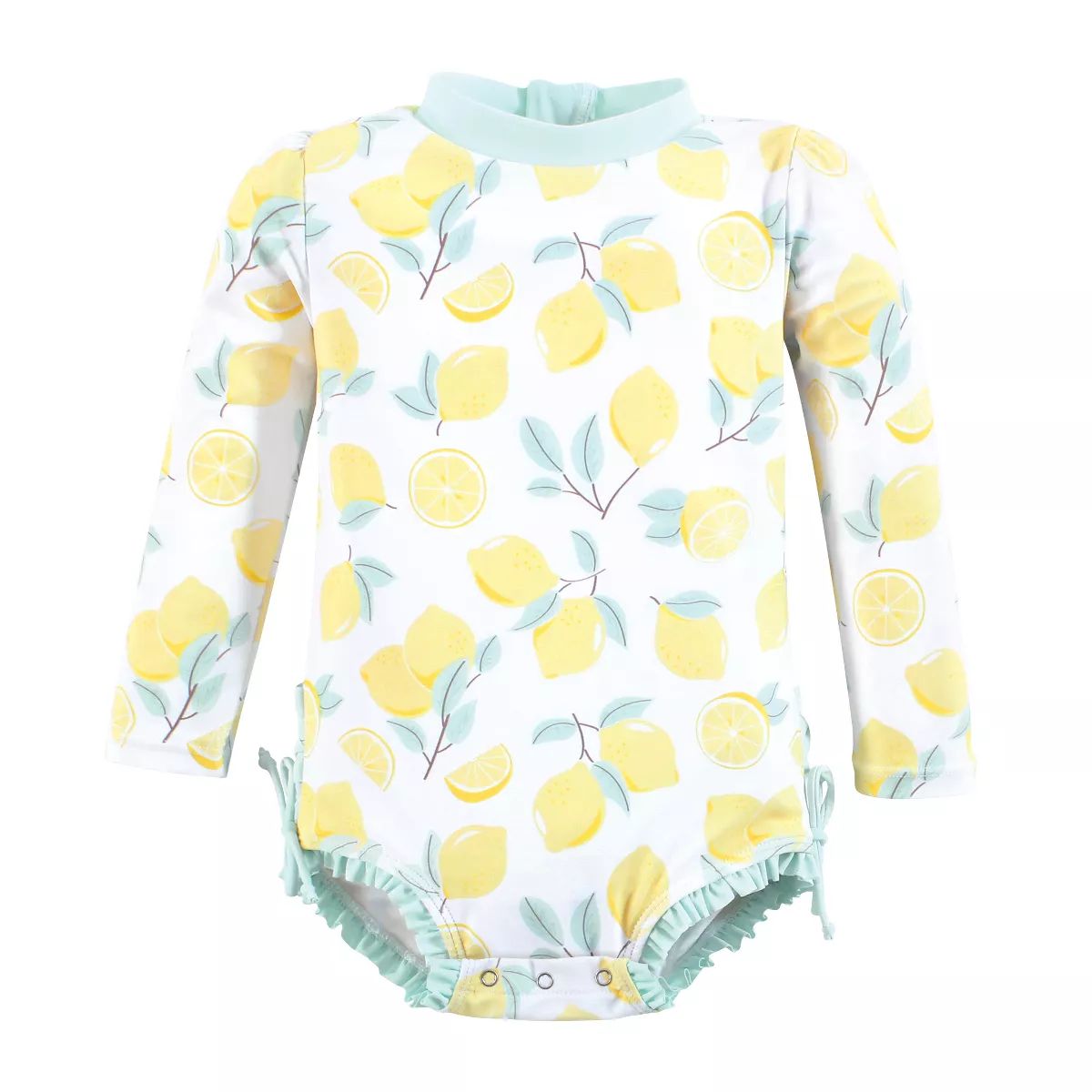 Hudson Baby Girls Rashguard Baby Swimsuit, Mint Lemons | Target