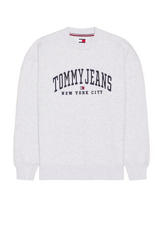 Relaxed Varsity Crew Sweater in Silver Grey | Revolve Clothing (Global)