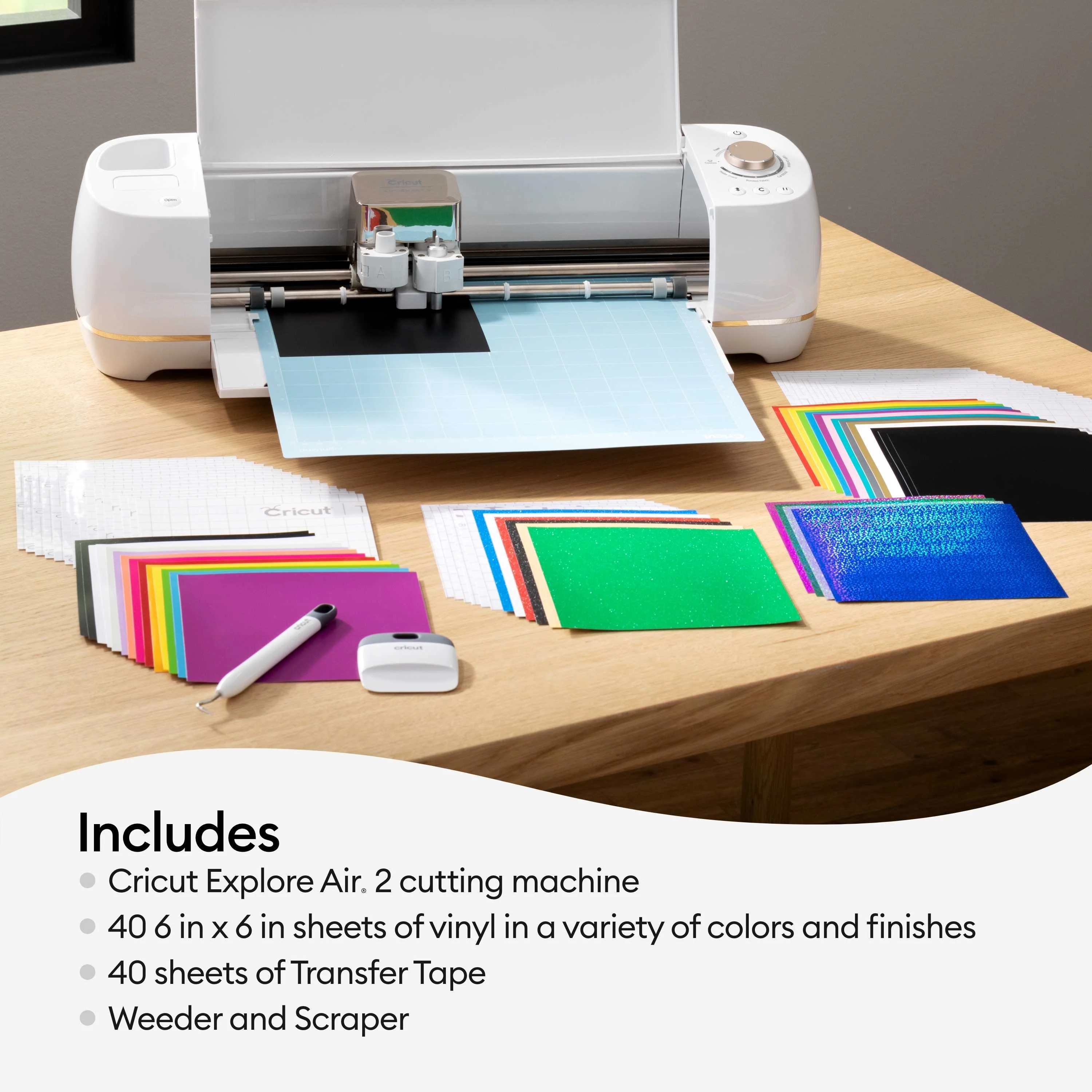 Cricut Explore Air 2 Bundle - Daybreak Machine, Tools, 80 Sheets Vinyl & Transfer Tape & Digital ... | Walmart (US)