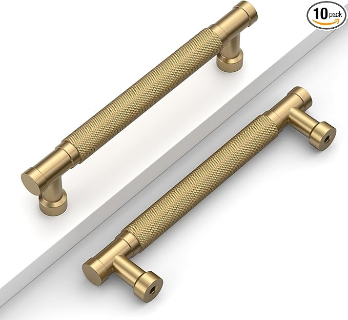 10 Pack 5''(128mm) Champagne Bronze Knurled Cabinet Handles Kitchen Champagne Pulls for Cabinets ... | Amazon (US)