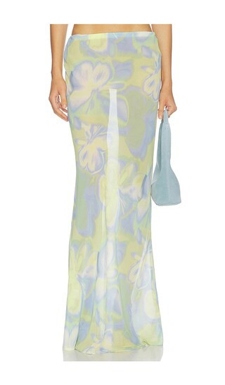 Runaway The Label Cyrus Low Waist Sheer Maxi Skirt in Lana Green. Size M | Revolve Clothing (Global)