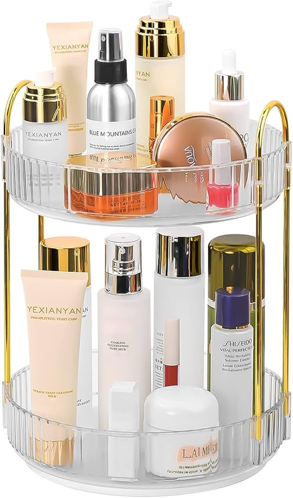 360 Spinning Makeup Organizer, Rotating Bathroom Makeup Holder Rack, Large Capacity Cosmetic Caro... | Amazon (US)
