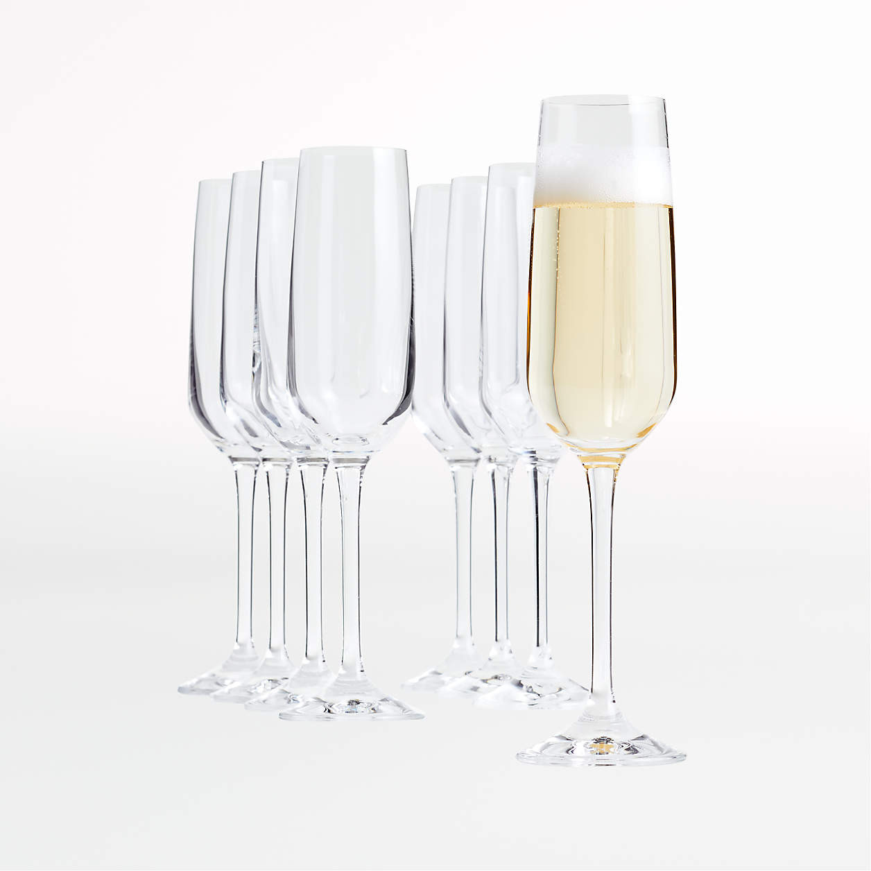Nattie Champagne Glass Flutes, Set of 8 + Reviews | Crate & Barrel | Crate & Barrel
