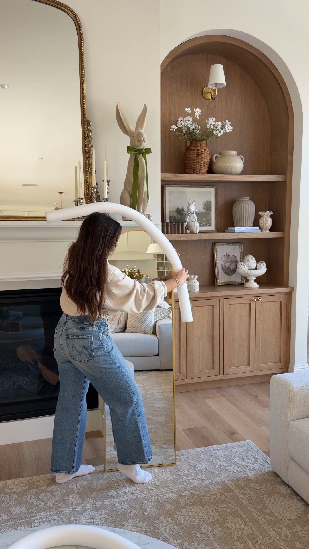 This is your sign to turn a simple Walmart mirror into a cozy little Anthro-inspired upholstered moment. 🪞🦢

All it took was:
• a mirror
• pool noodles 
• fabric or old sheet
• straight pins

The most unexpected supplies but the sweetest cozy cottage result.

#LTKHome #LTKKids #LTKSpringSale