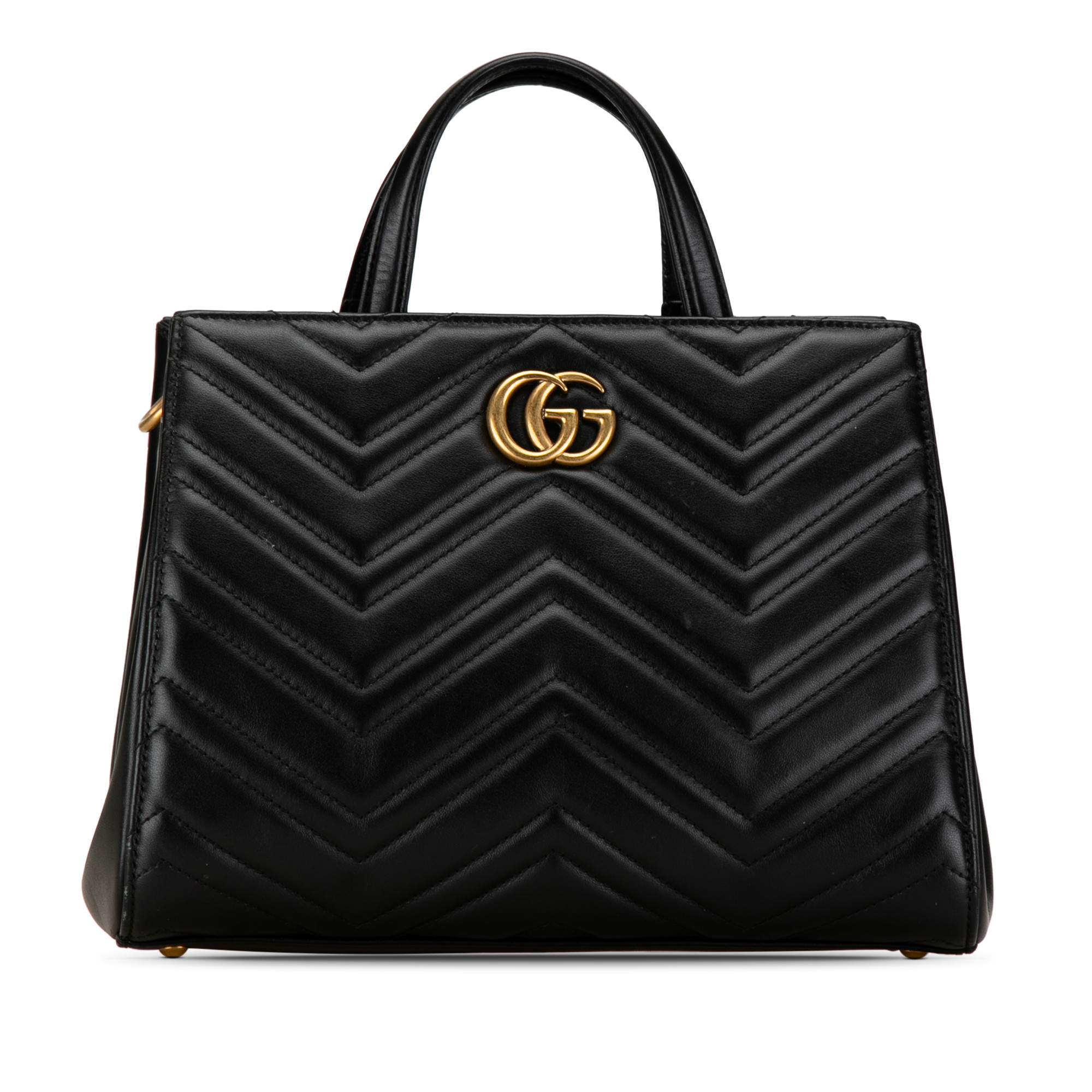 Pre-Owned Authenticated Gucci Small GG Marmont Matelasse Tote Calf Leather Black Satchel Unisex (... | Walmart (US)