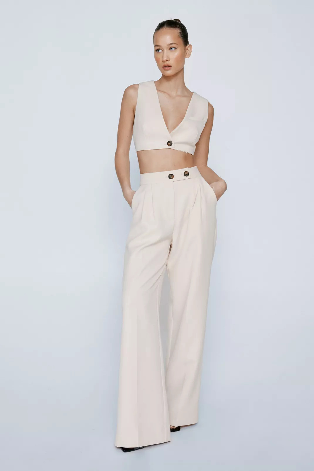 Premium Tab Detail Wide Leg Trousers | Nasty Gal UK (+IE)