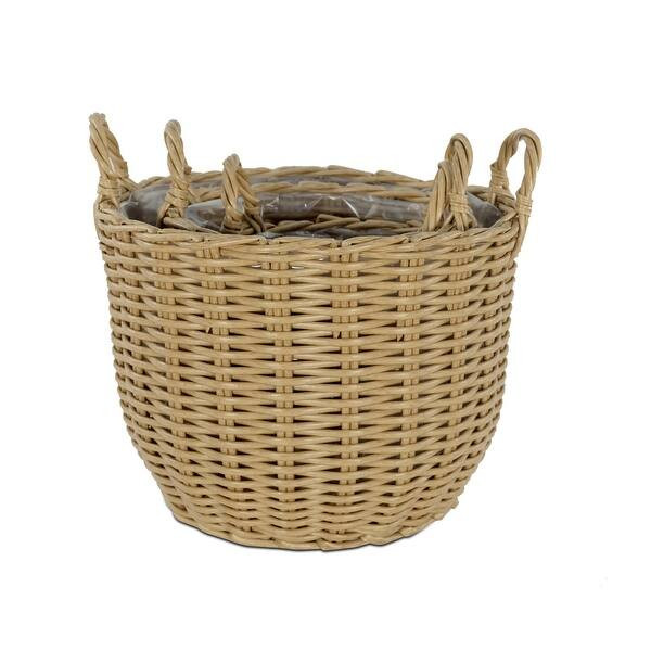 DTY Signature 3-Pack Wicker Multi-purposes Basket with handle - Planter basket - Tan | Bed Bath & Beyond