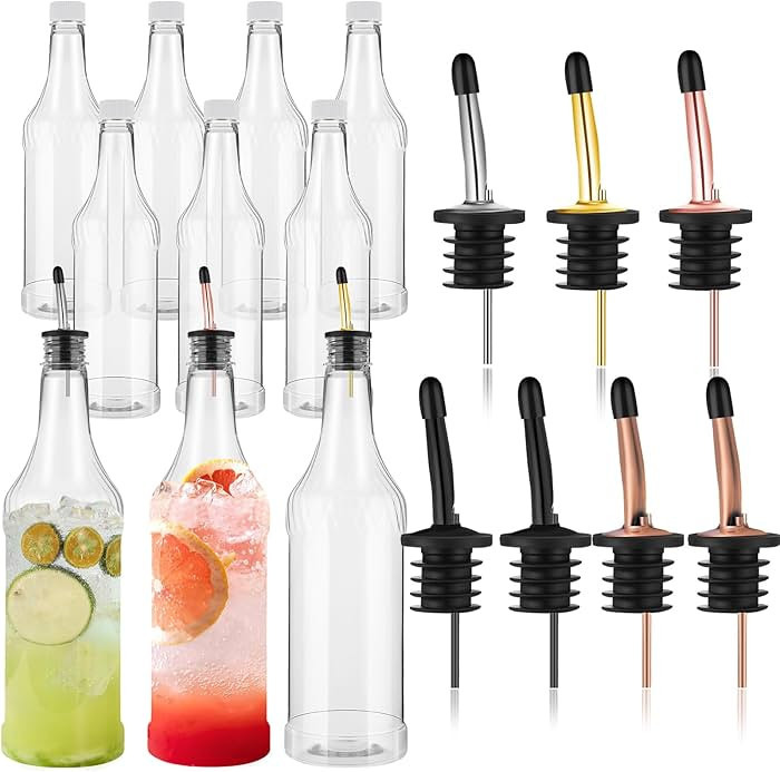 Dandat 20 Pcs 32 oz Plastic Long Neck Bottles with Pourer and Caps Plastic Juice Pour Bottles wit... | Amazon (US)