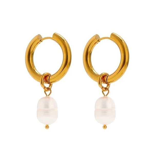 Caroline Pearl Hoop Earrings | Aaniya Boutique