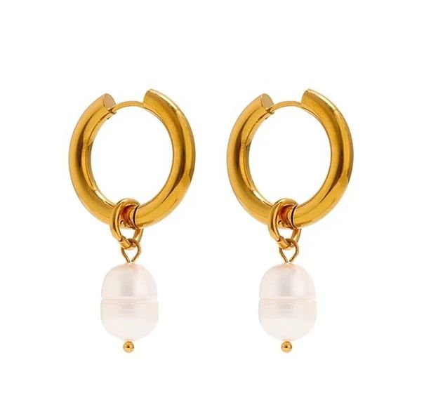 Caroline Pearl Hoop Earrings | Aaniya Boutique