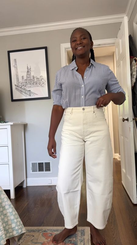 Styling my @everlane barrel jeans. The lighting was great in our room and decided to film this sans makeup. 

summer outfit, summer work capsule, barrel jeans, horseshoe jeans, everlane, mom summer outfit, millennial style, elevated casual outfit 

#LTKStyleTip #LTKOver40 #LTKWorkwear