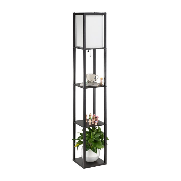 Preenex LED Black Wooden Shelf Floor Lamp, LED Bulb Included | Walmart (US)