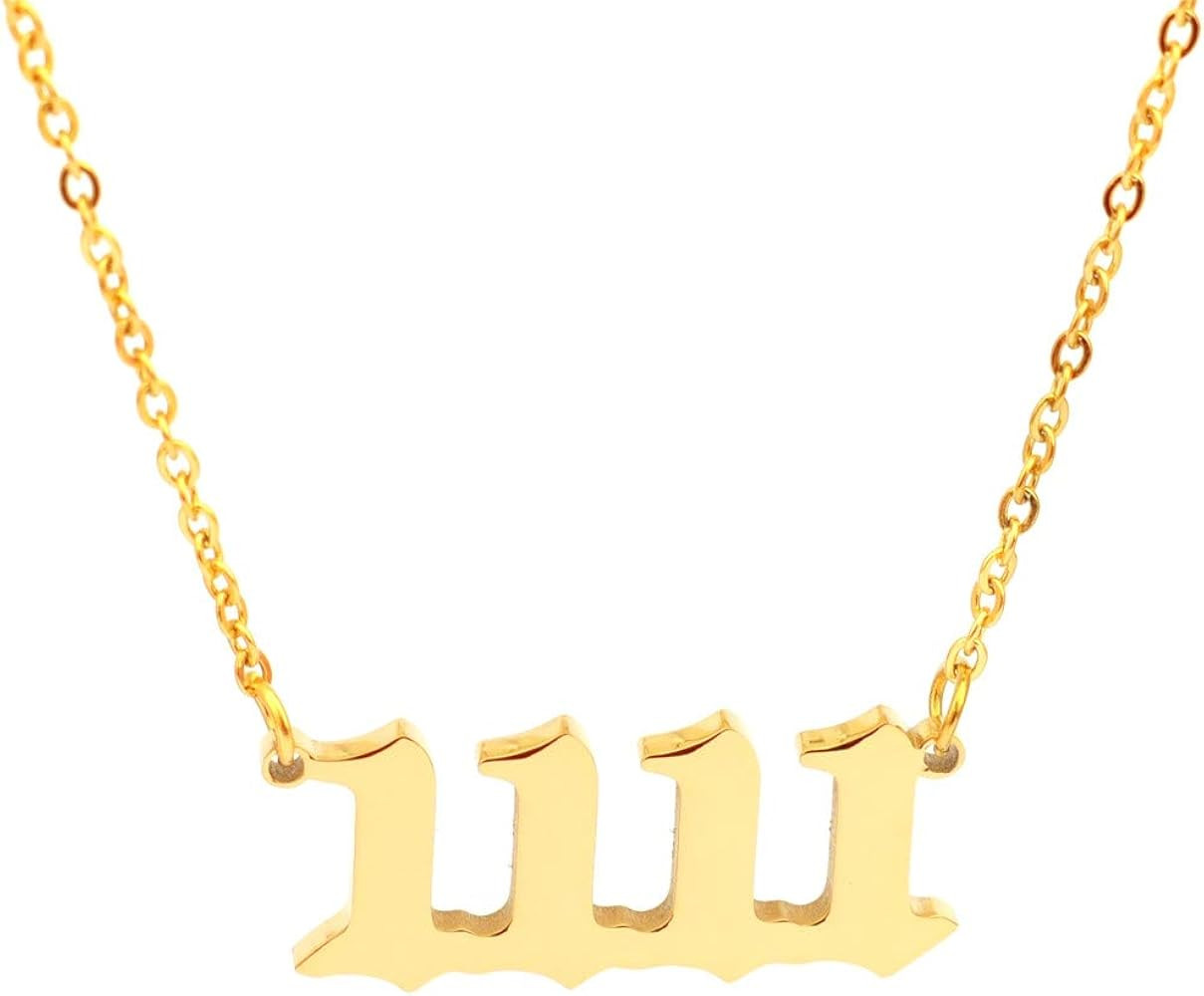 HUTINICE Angel Number Necklace, 18K Gold Plated Dainty 111 222 333 444 555 666 777 888 999 Pendan... | Amazon (US)