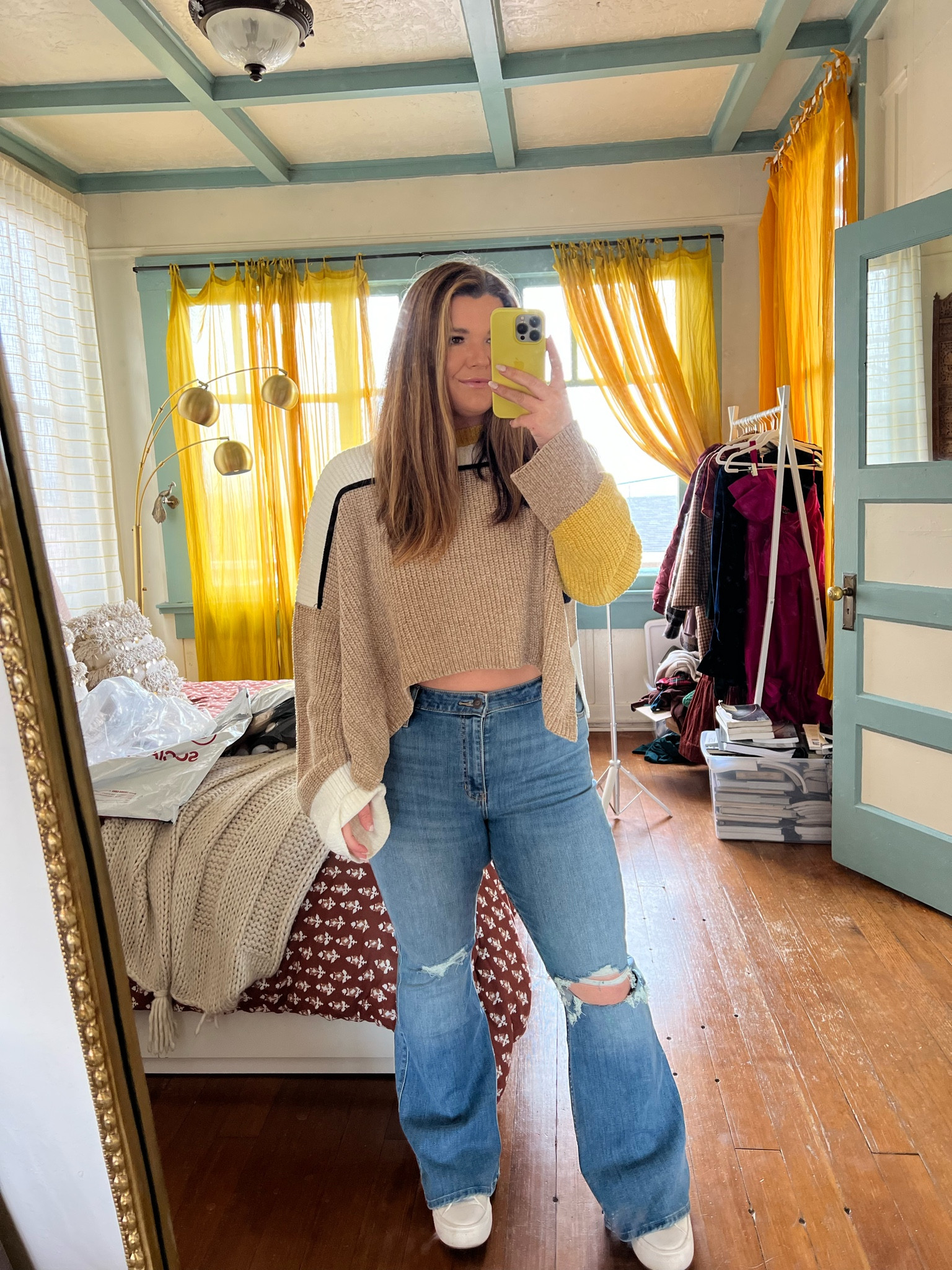 Who would have known I would be getting shopping inspiration from my teenage daughter and grab these flare jeans. On sale for $35! Im wearing size 15 short. Sweater is old from urban outfitters  

#LTKSeasonal #LTKcurves #LTKunder50