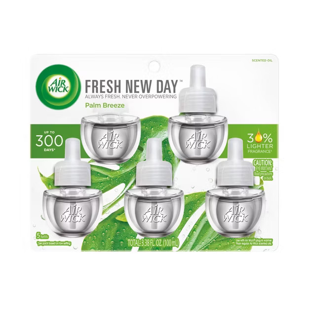 Air Wick Scented Oil Fresh New Day Air Freshener - Palm Breeze - 3.35oz/3ct5ct | Target