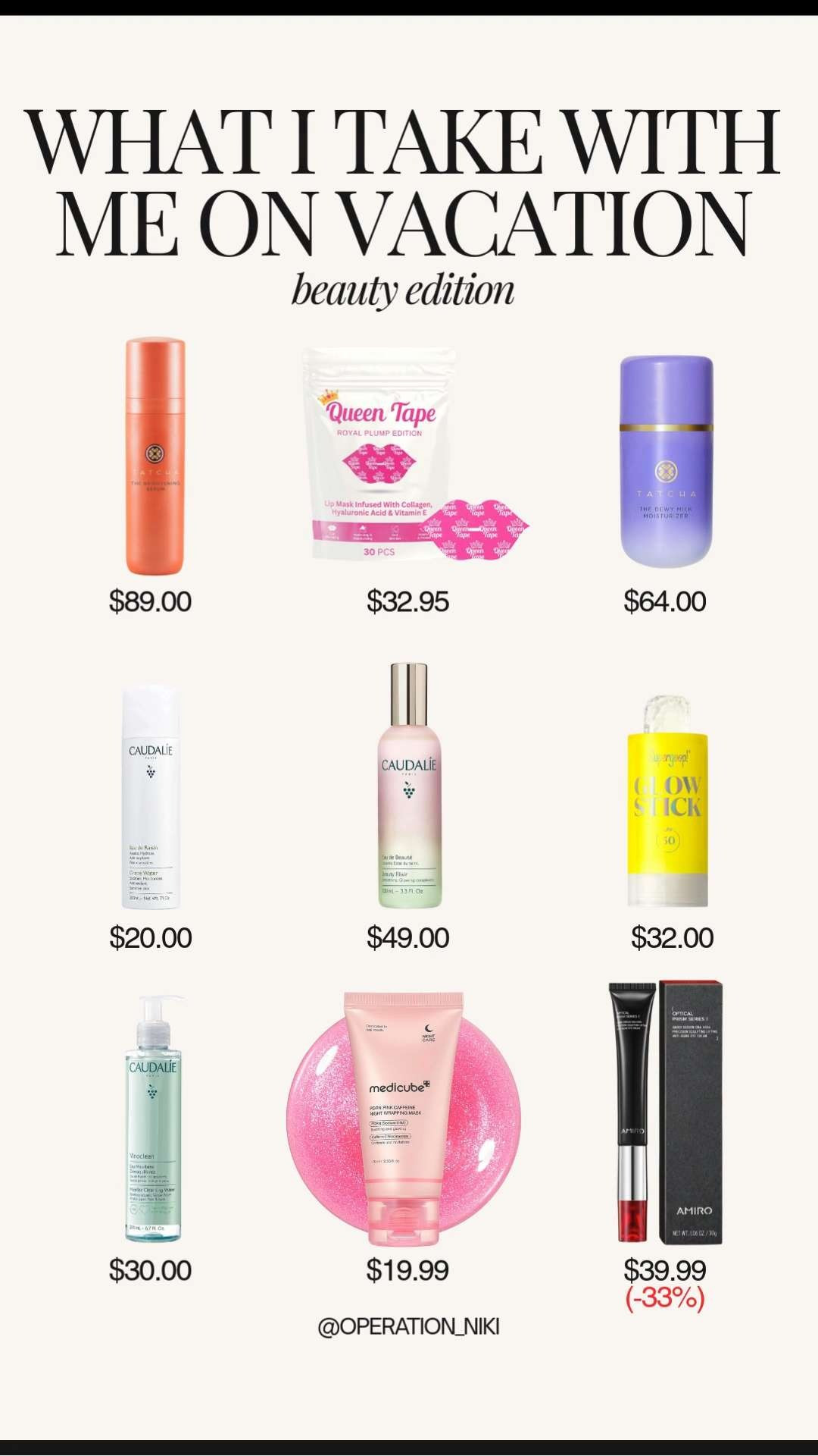 These are the beauty essentials I always pack to stay fresh, hydrated, and put together while traveling. Lightweight, space saving, and perfect for on the go routines so I never skip self care even on vacation 🌴🧴

Follow for more @OPERATION_NIKI on IG, TikTok, & Facebook
#vacationbeauty #travelbeauty #beautyessentials #travelmusthaves #amazonbeauty #beautyroutine #packingessentials #ontheroad #beautyonthego #operationniki 

 #LTKselfcare #LTKFindsUnder100 #LTKBeauty