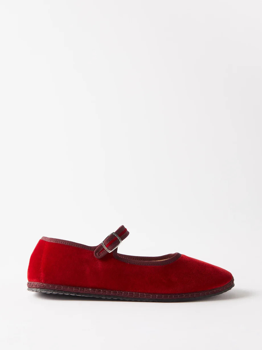 Blanket-stitched velvet Mary Jane flats | Vibi Venezia | Matches (US)
