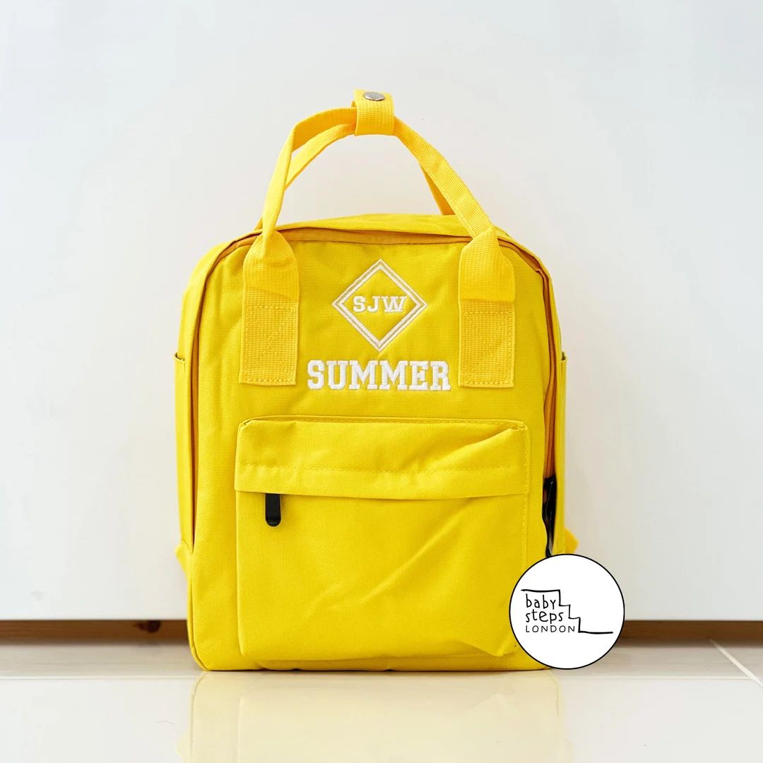 Personalised Name/Initials Unisex Mini Twin Handle Square Nursery School Backpack Rucksack Bag: C... | Etsy (US)
