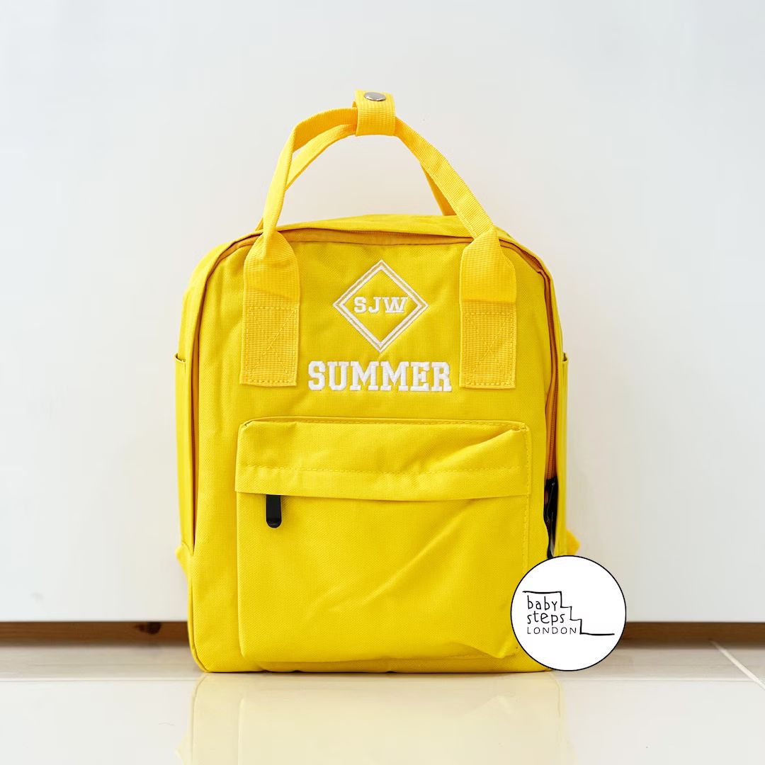 Personalised Name/Initials Unisex Mini Twin Handle Square Nursery School Backpack Rucksack Bag: C... | Etsy (US)