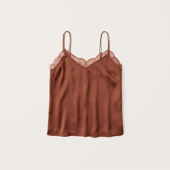 Lace Trim Double Strap Cami | Abercrombie & Fitch (US)