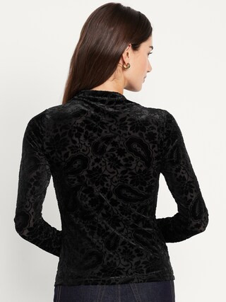 Mock-Neck Long-Sleeve Velvet Top | Old Navy (US)