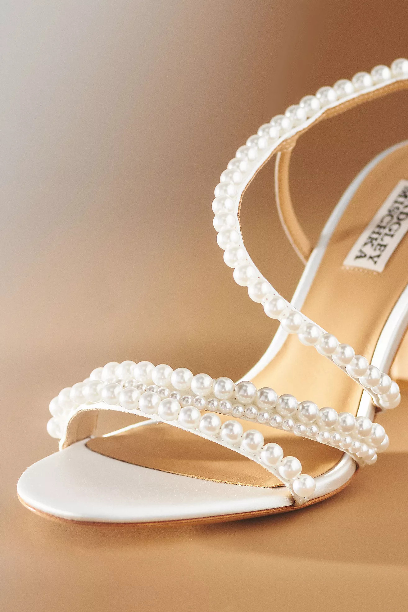 Badgley Mischka Amora Pearl-Strap Satin Heels | Anthropologie (US)