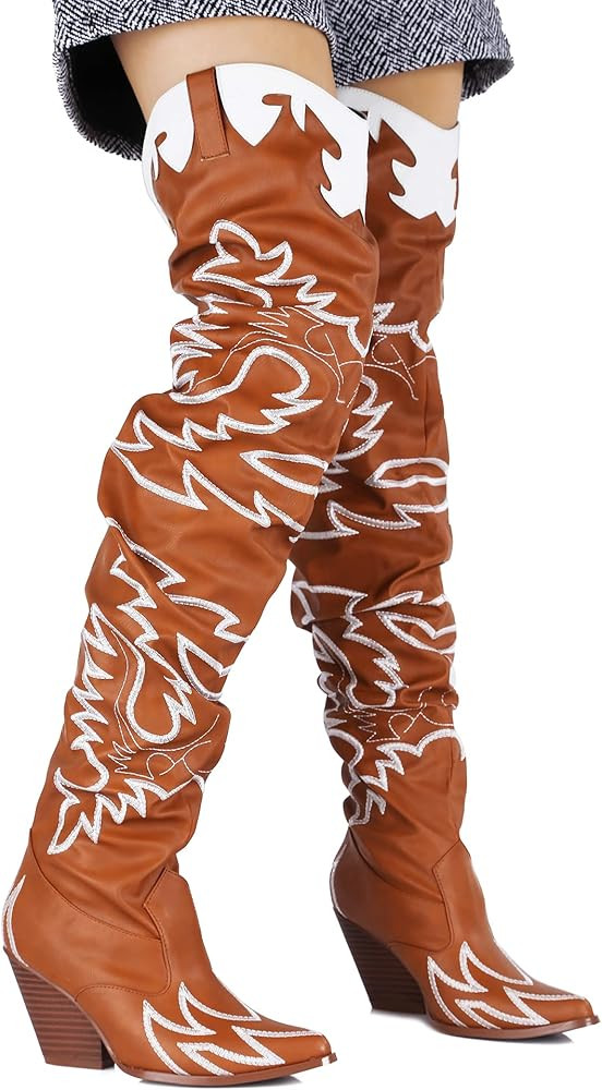 Cape Robbin Kelsey-21 Cowboy Boots Women, Over The Kneew Western Cowgirl Boots With Chunky Block  | Amazon (US)