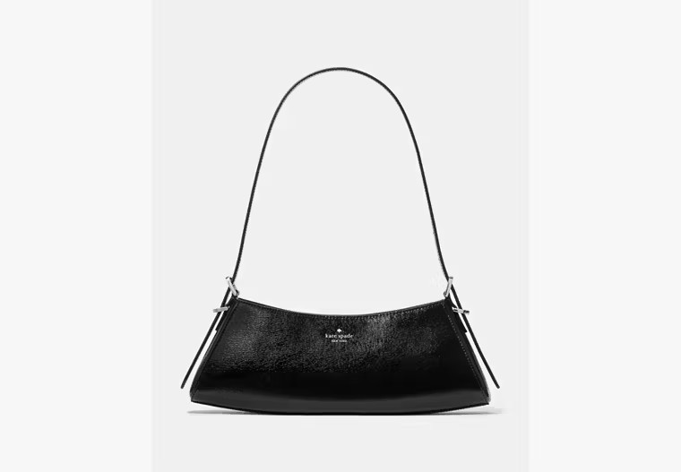 Kate Spade Frankie Textured Patent Leather Small East West Shoulder, Black | Kate Spade Outlet