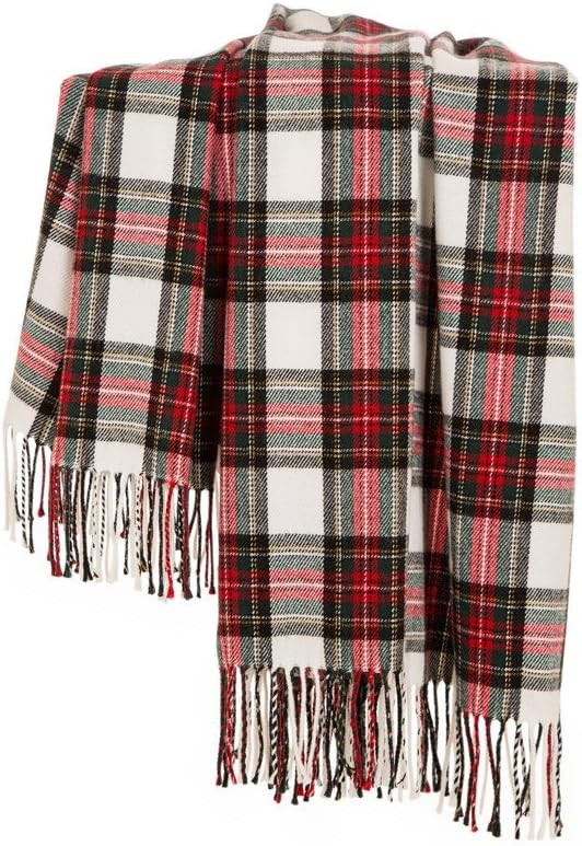 Glitzhome Plaid Throw Blanket Christmas Tartan Throw Blanket Plaid Blanket with Tassels for Bed C... | Amazon (US)