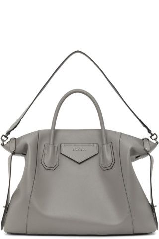 Grey Large Soft Antigona Bag | SSENSE