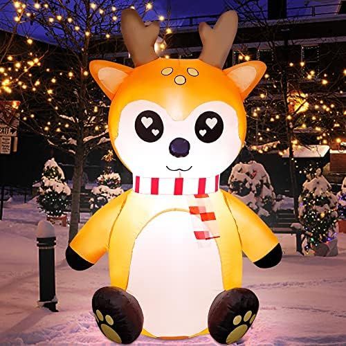 Amazon.com: ATDAWN 4ft Christmas Inflatables Blow Up Yard Decorations, Inflatable Reindeer Christ... | Amazon (US)