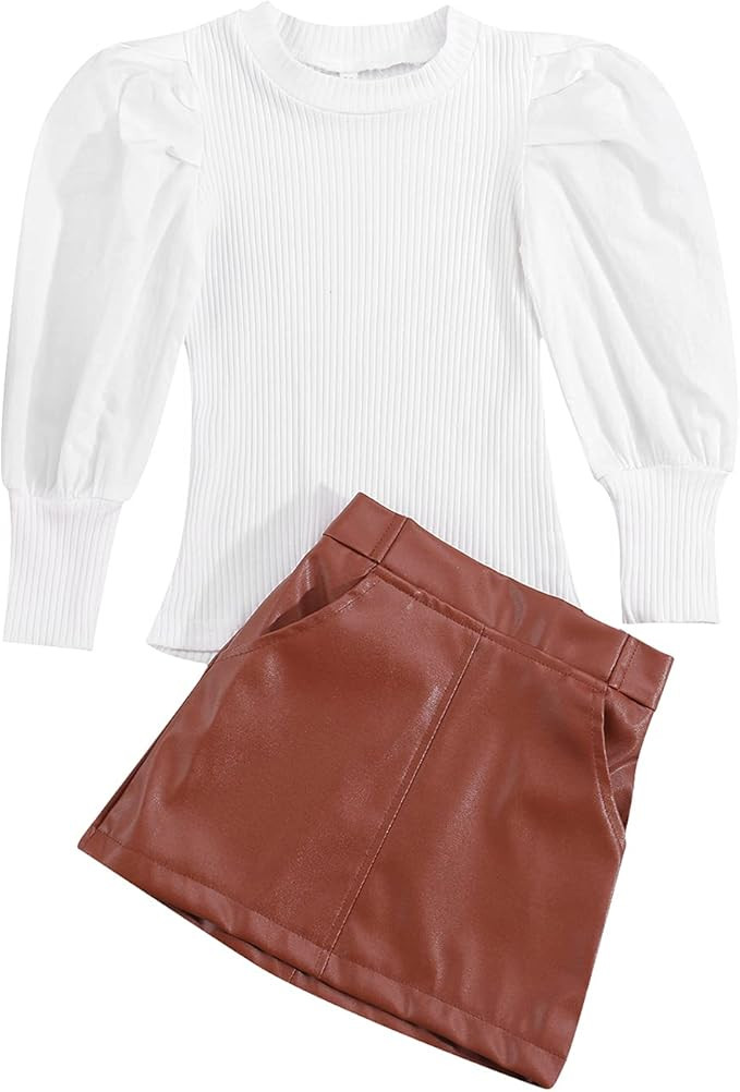 Toddler Girl Clothes Long Sleeves Top + Skirt Set Toddler Girl Spring Fall Winter Outfit Clothing | Amazon (US)