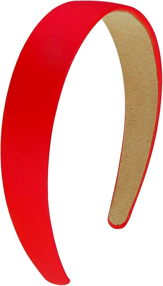 Wecoe Red Headband 1.2 Inch Wide Silk Satin Headband Women Non Slip Fashion Plain Head Band Solid... | Amazon (US)