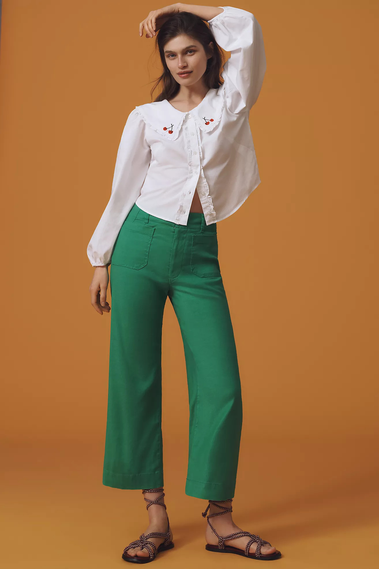 The Colette Linen Blend Crop Wide-Leg Pants by Maeve | Anthropologie (US)