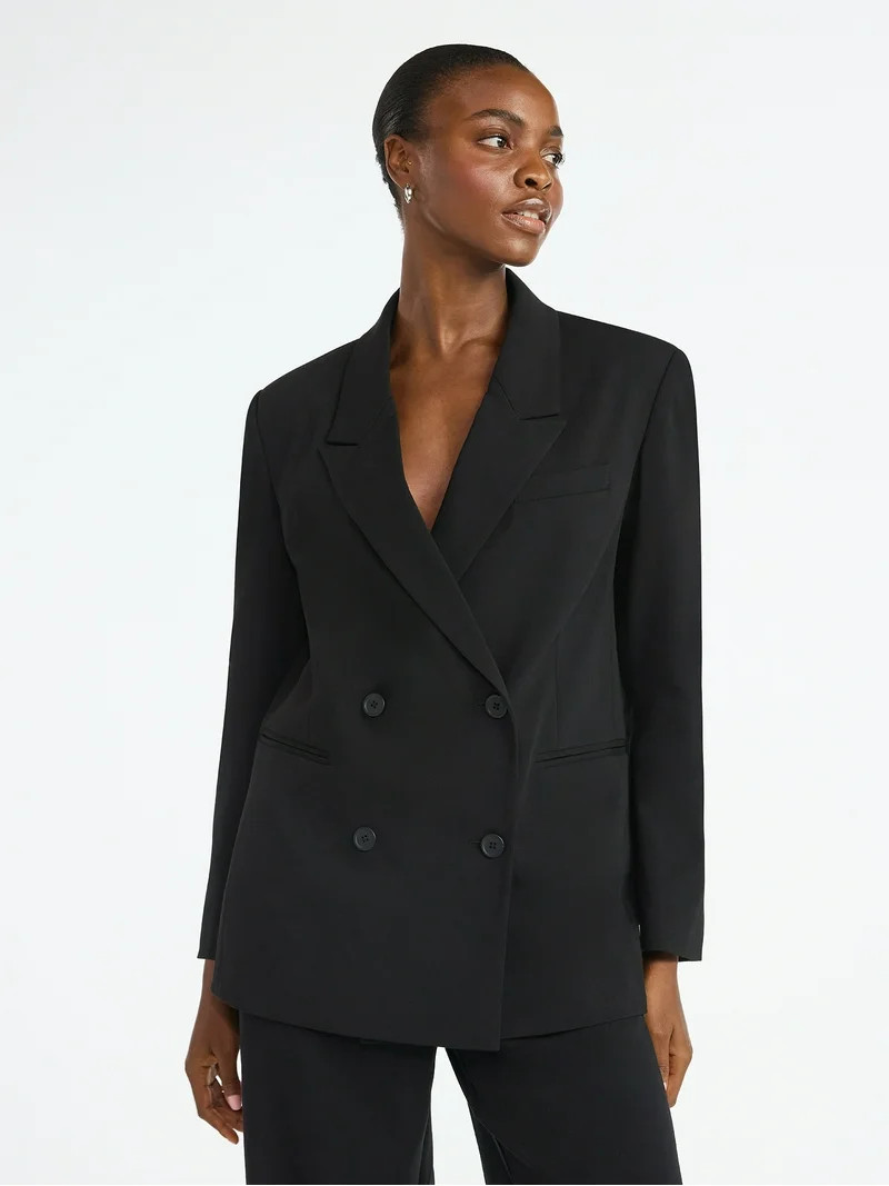 Scoop Women’s Oversized Double Breasted Blazer, Sizes XS-XXL | Walmart (US)