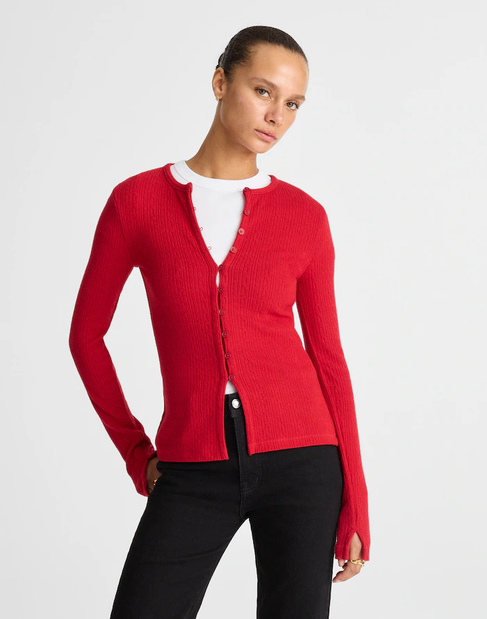 Pointelle Cutaway Cardigan | Madewell