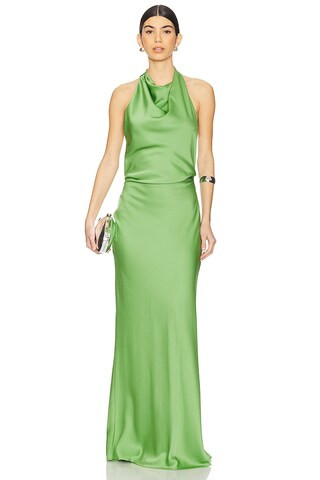 SIMKHAI Reannon Draped Gown in Deep Peridot from Revolve.com | Revolve Clothing (Global)