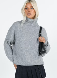 Oswin Turtleneck Sweater Grey | Princess Polly US