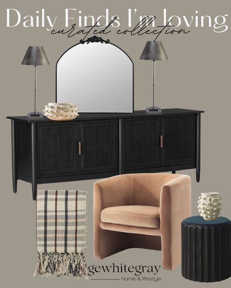 Get this look!! I love mixing high and low pieces in my home to create a curated look that’s specific to what I love. This entire loom is linked here from ether sideboard to the designer dupe mirror, to the pair of lamps and the best selling barrel back chairs from target! I love these minka pots anywhere in my home and this McGee and co throw blanket is calling my name!! 

#LTKstyletip #LTKFind #LTKhome