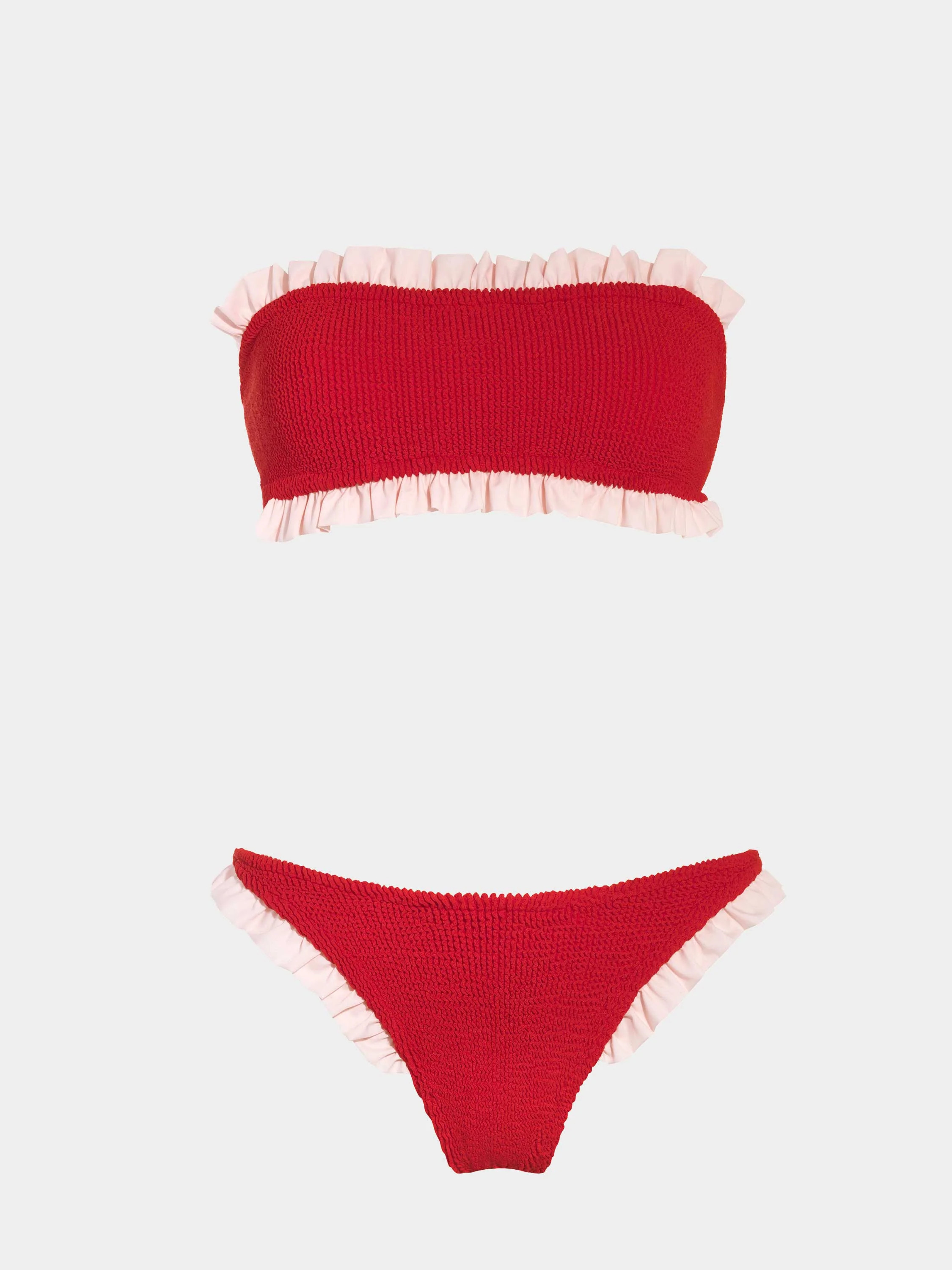 Tracey Frill Bikini- Sunflower/White | One Size Swimwear | Hunza G - Red/Ballet Pink / One size | HUNZA G