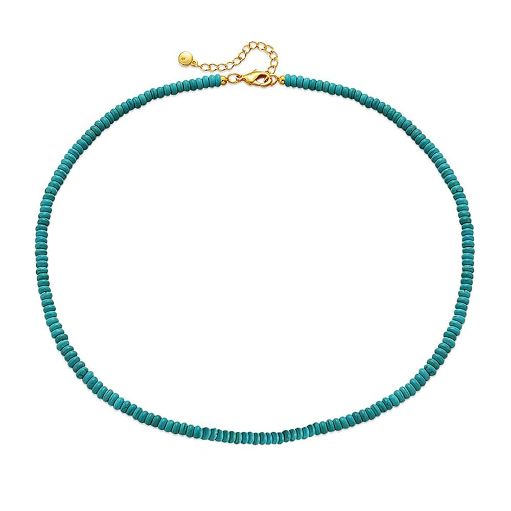 Turquoise Beaded Necklace for Women 18k Gold Plated Turquoise Choker Necklaces for Women | Amazon (US)
