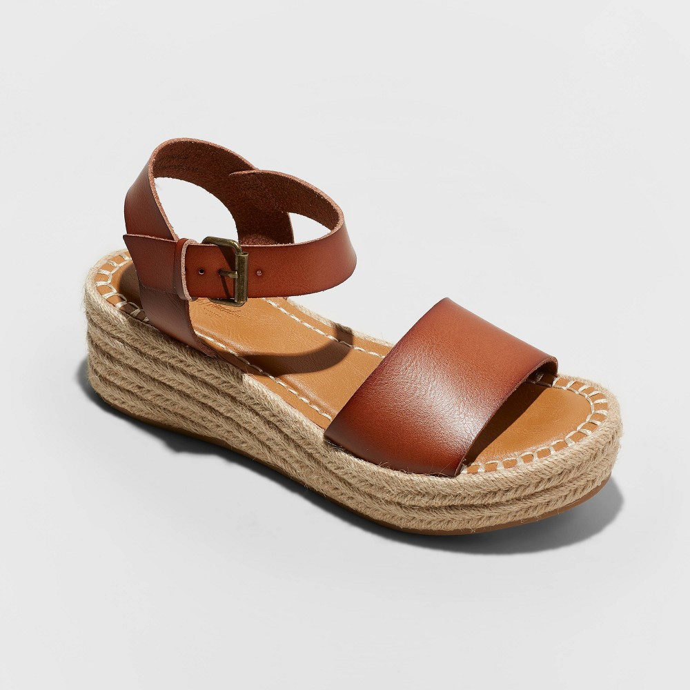 Women's Rae Faux Leather Wedge - Universal Thread Cognac 10, Size: Small, Brown | Target